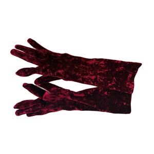 Carolina Amato Vintage Burgundy Crushed Velvet Opera Gloves